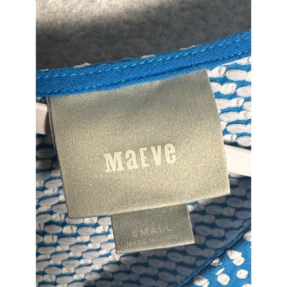 Maeve Sz S Blue and White Polka Dot Fit & Flare Dress Sleeveless Anthro Tradwife - Picture 5 of 9